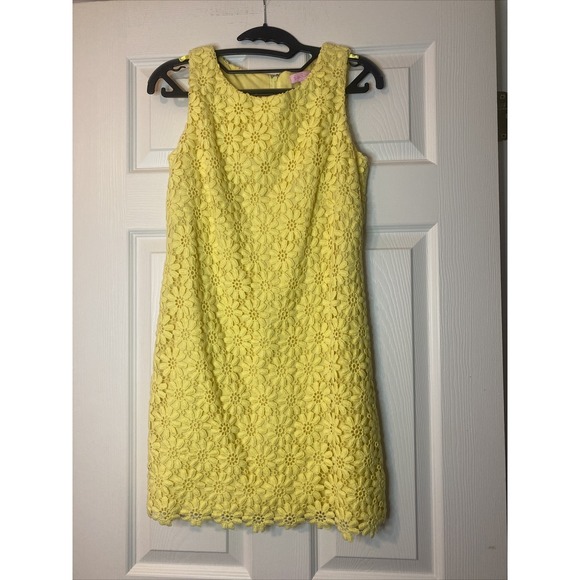 Lilly Pulitzer Dresses & Skirts - Lilly Pulitzer LELA Floral Daisy Crochet Lace Shift Dress Size 0 Yellow